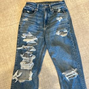 american eagle high rise blue jeans